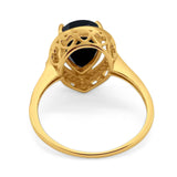 Art Deco Pear Natural Stone Wedding Ring