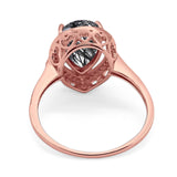 Art Deco Pear Natural Stone Wedding Ring