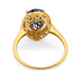 Art Deco Pear Natural Stone Wedding Ring