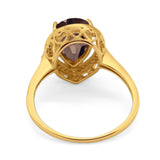 Art Deco Pear Natural Stone Wedding Ring