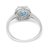 Vintage Style Halo Round Natural Stone Ring