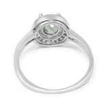 Vintage Style Halo Round Natural Stone Ring