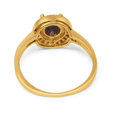 Vintage Style Halo Round Natural Stone Ring