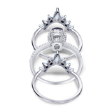 Three Piece Oval Natural Stone Chevron Ring
