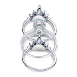 Three Piece Oval Natural Stone Chevron Ring