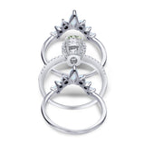 Three Piece Oval Natural Stone Chevron Ring