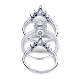 Three Piece Oval Natural Stone Chevron Ring