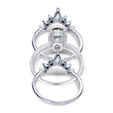 Three Piece Oval Natural Stone Chevron Ring