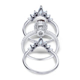 Three Piece Oval Natural Stone Chevron Ring