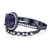Two Piece Round Natural Stone Bridal Ring