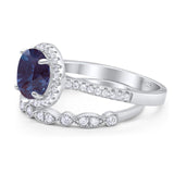 Two Piece Round Natural Stone Bridal Ring