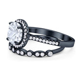 Two Piece Round Natural Stone Bridal Ring