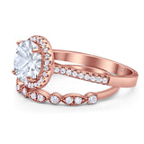 Two Piece Round Natural Stone Bridal Ring