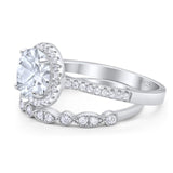 Two Piece Round Natural Stone Bridal Ring