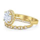 Two Piece Round Natural Stone Bridal Ring
