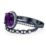 Two Piece Round Natural Stone Bridal Ring