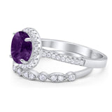 Two Piece Round Natural Stone Bridal Ring