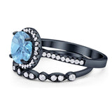 Two Piece Round Natural Stone Bridal Ring