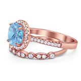 Two Piece Round Natural Stone Bridal Ring