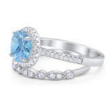 Two Piece Round Natural Stone Bridal Ring