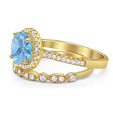 Two Piece Round Natural Stone Bridal Ring