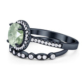 Two Piece Round Natural Stone Bridal Ring