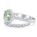Two Piece Round Natural Stone Bridal Ring