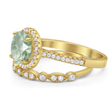 Two Piece Round Natural Stone Bridal Ring