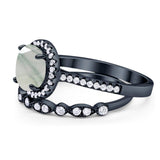 Two Piece Round Natural Stone Bridal Ring