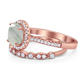 Two Piece Round Natural Stone Bridal Ring