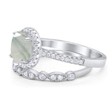 Two Piece Round Natural Stone Bridal Ring