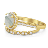 Two Piece Round Natural Stone Bridal Ring