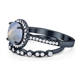 Two Piece Round Natural Stone Bridal Ring