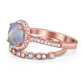 Two Piece Round Natural Stone Bridal Ring
