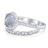 Two Piece Round Natural Stone Bridal Ring