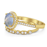 Two Piece Round Natural Stone Bridal Ring