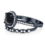 Two Piece Round Natural Stone Bridal Ring