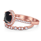 Two Piece Round Natural Stone Bridal Ring