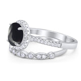 Two Piece Round Natural Stone Bridal Ring