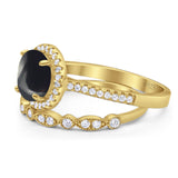 Two Piece Round Natural Stone Bridal Ring
