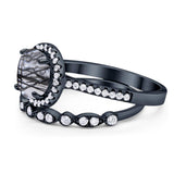 Two Piece Round Natural Stone Bridal Ring
