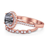 Two Piece Round Natural Stone Bridal Ring