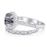 Two Piece Round Natural Stone Bridal Ring
