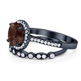 Two Piece Round Natural Stone Bridal Ring