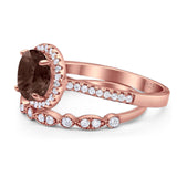 Two Piece Round Natural Stone Bridal Ring