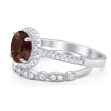 Two Piece Round Natural Stone Bridal Ring