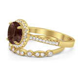 Two Piece Round Natural Stone Bridal Ring