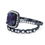 Two Piece Round Natural Stone Bridal Ring