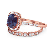Two Piece Round Natural Stone Bridal Ring
