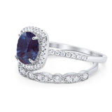 Two Piece Round Natural Stone Bridal Ring